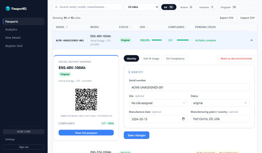 PassportIQ fleet dashboard